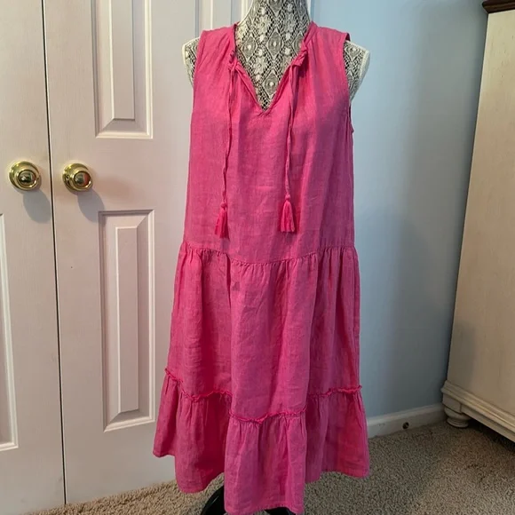J McLaughlin linen dress - dark pink - Picture 1 of 5